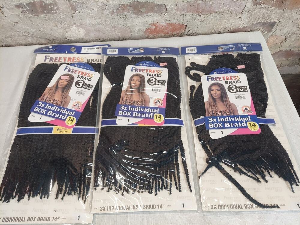 Freetress Braid 3x Individual Box Braid 14 Inch Color 1 3 Bundle Pack Lot of 3